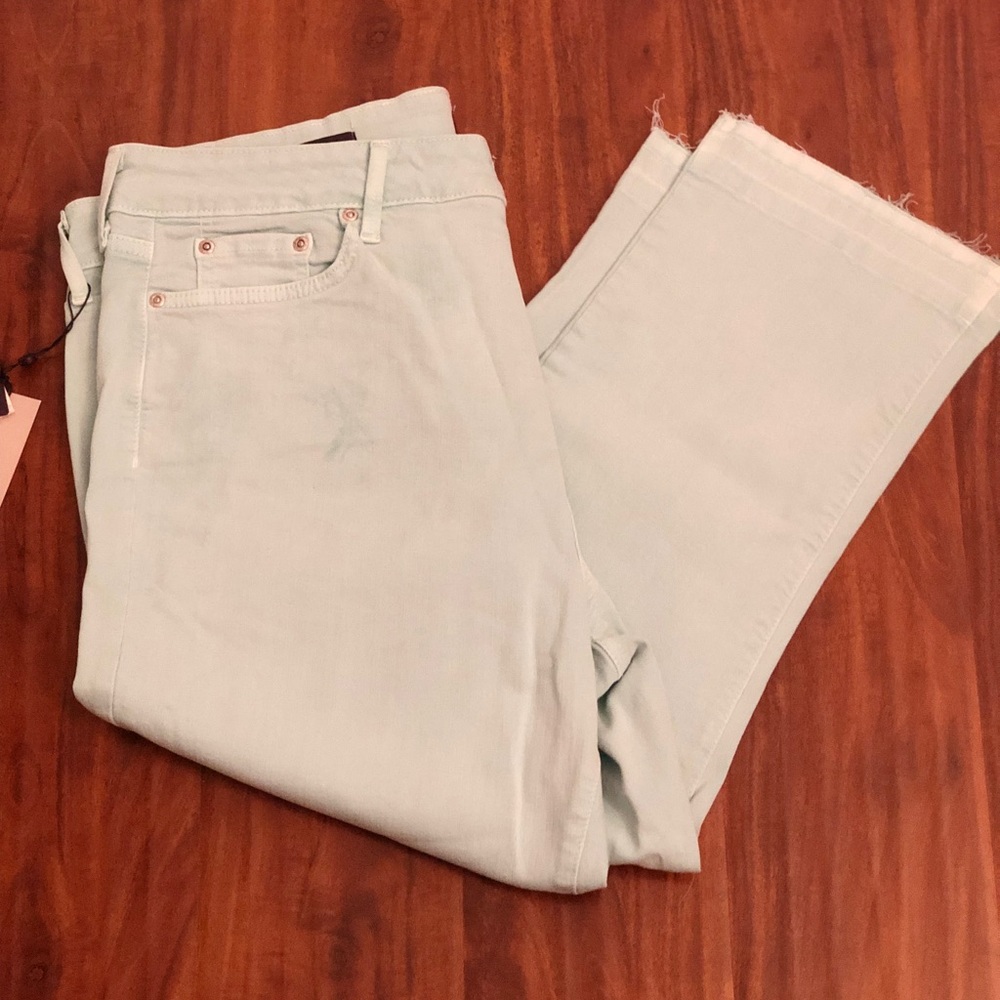 NYDJ Minty Blue Capri Skinny Jeans with Released Hem